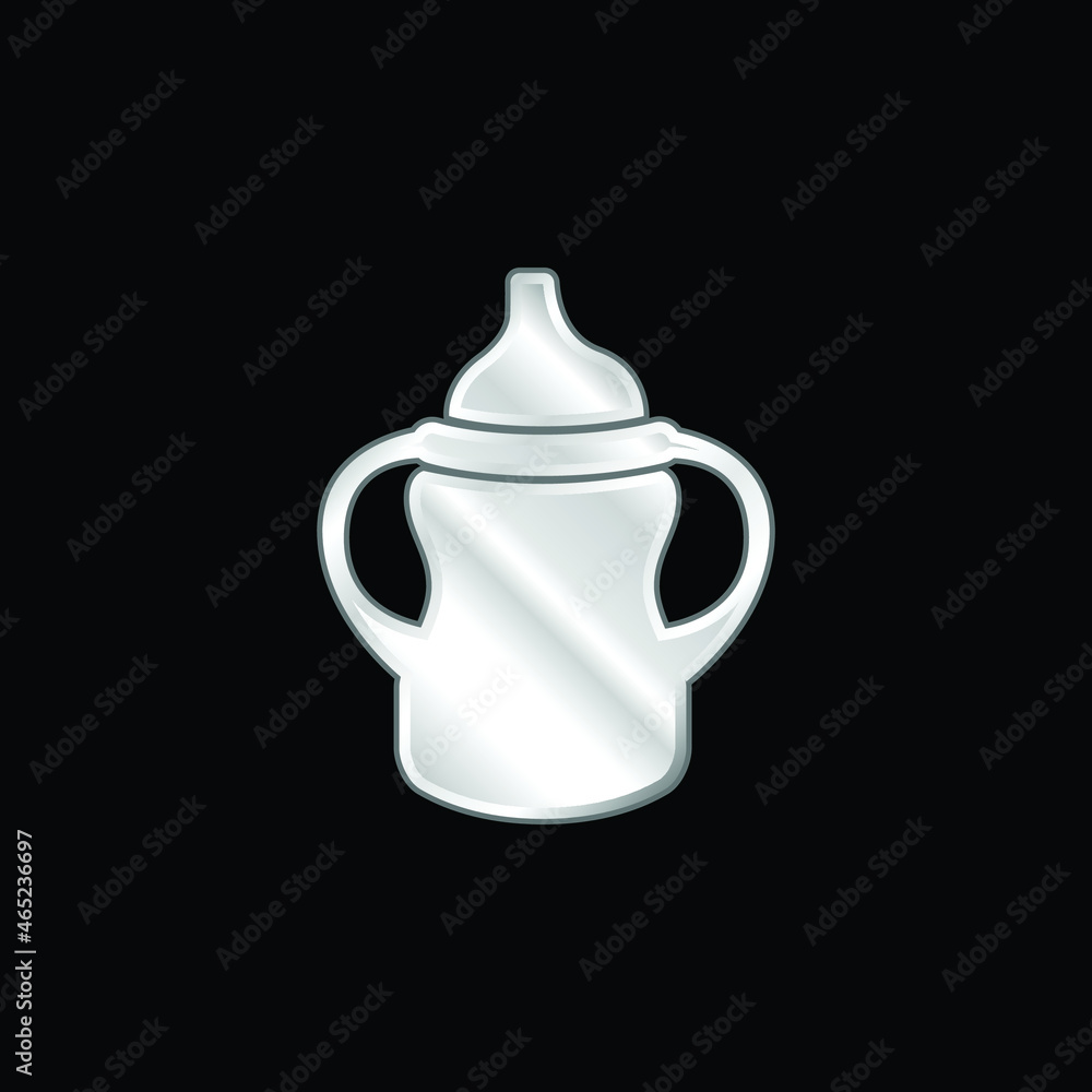 Baby Bottle Variant With Handle On Both Sides silver plated metallic icon Baby Bottle Variant With Handle On Both Sides silver plated metallic icon