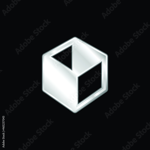 Box silver plated metallic icon