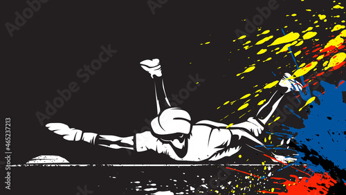 Baseball player. Baseball cap. Hitter swinging with bat. Abstract isolated vector silhouette. Iink drawing