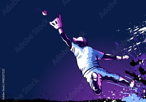 Baseball player. Baseball cap. Hitter swinging with bat. Abstract isolated vector silhouette. Iink drawing