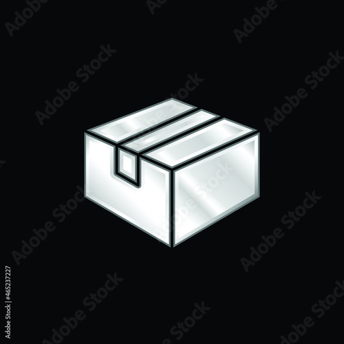 Box silver plated metallic icon