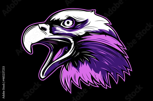 Eagle emblem isolated on white vector illustration. World symbol of freedom. Retro color logo of falcon. Eagle detailed logo.