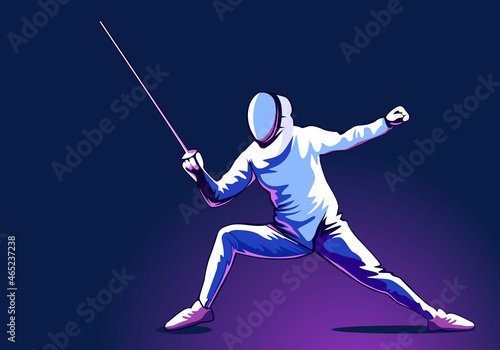 Illustration with black fencing on white background. Vector background. Sports background. Vector illustration design. Isolated vector illustration. photo