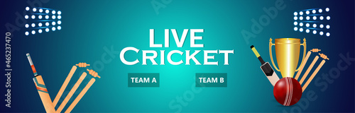 Cricket live tournament match with trophy