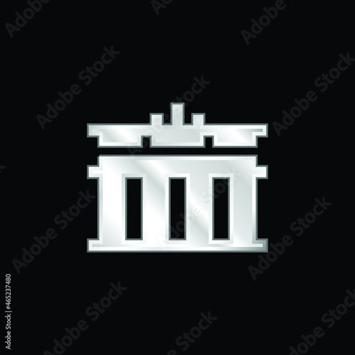 Brandenburg Gate silver plated metallic icon