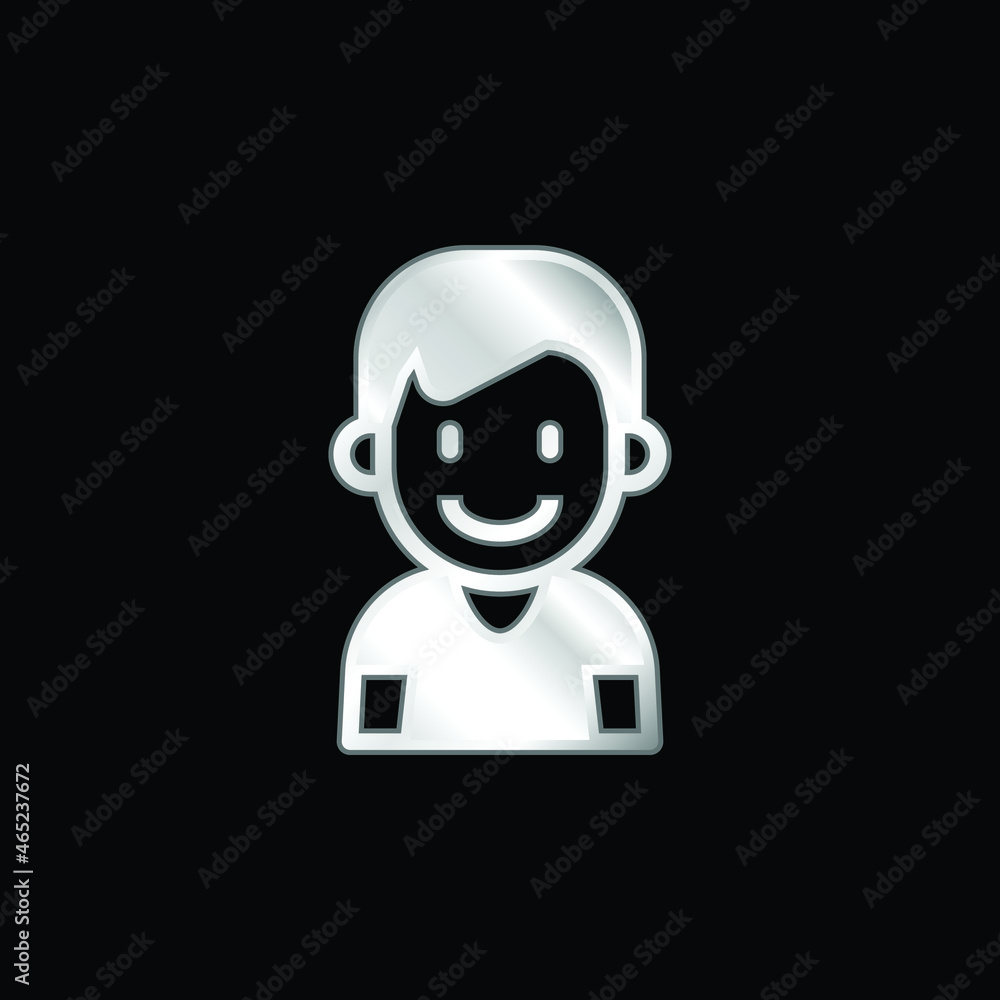 Boy silver plated metallic icon Boy silver plated metallic icon