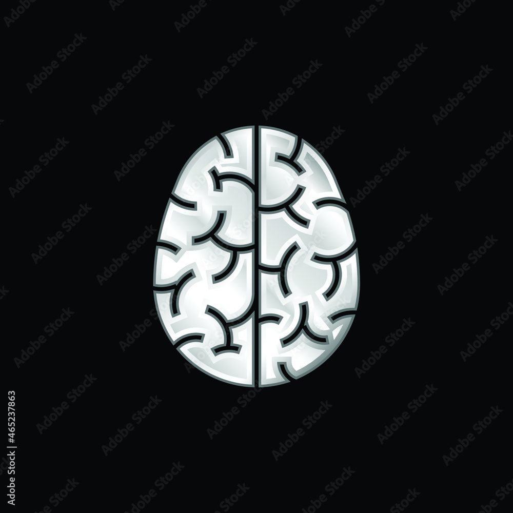Brain silver plated metallic icon Brain silver plated metallic icon