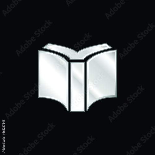 Book Of Black Cover Opened Back View silver plated metallic icon