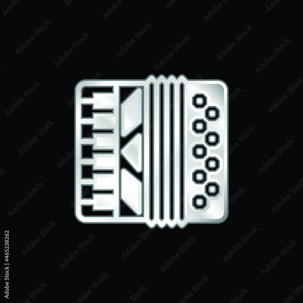 Accordion silver plated metallic icon Accordion silver plated metallic icon