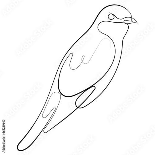 Bird line art vector illustration for background, tatto, logotype. Bird continuous line drawing.