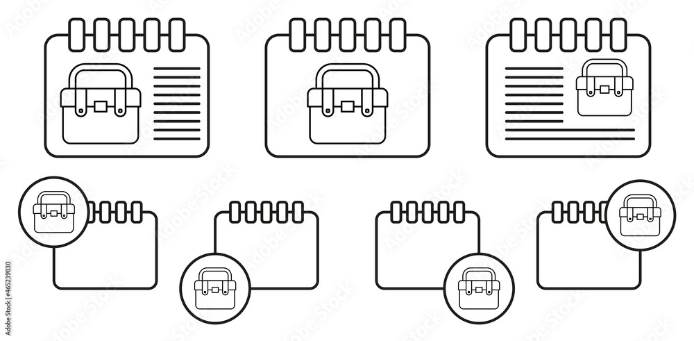 Briefcase, bag vector icon in calender set illustration for ui and ux, website or mobile application Briefcase, bag vector icon in calender set illustration for ui and ux, website or mobile application