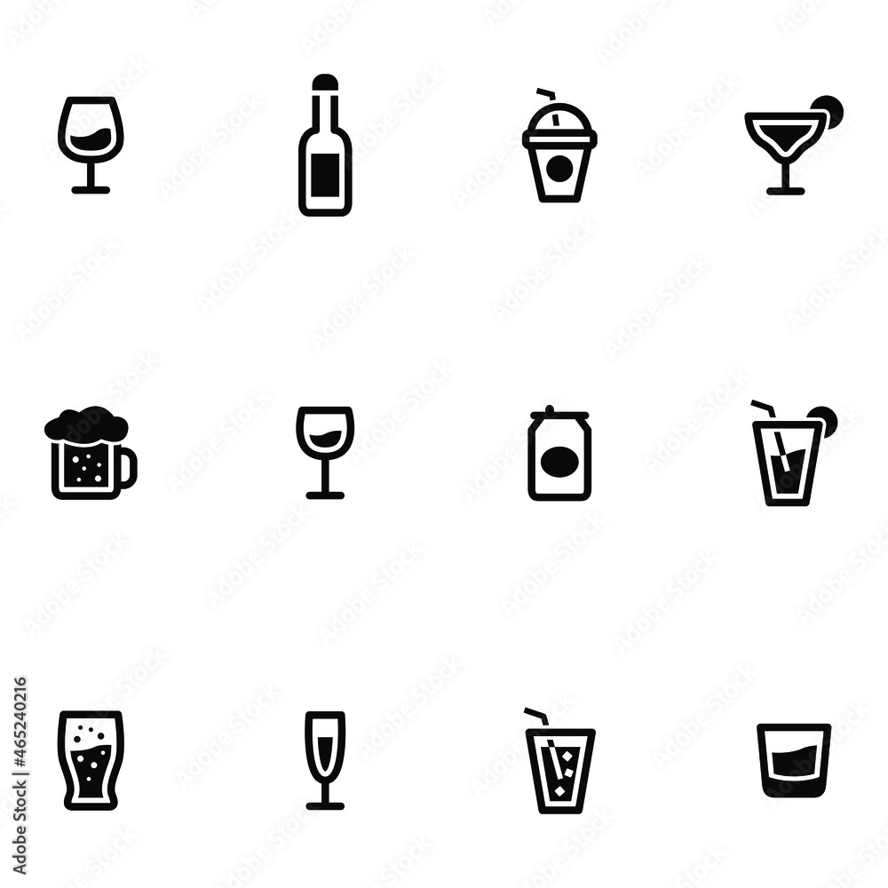 Drink and beverage icons Drink and beverage icons