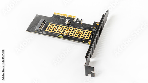M.2 NVMe to PCIeX adapter board for SSD on white background
