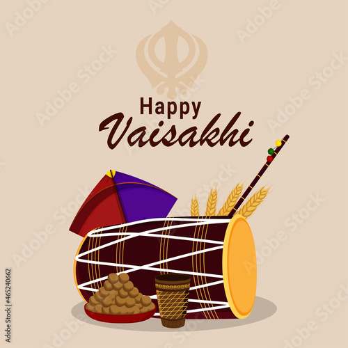 Vector illustration of punjabi festival vaisakhi celebration