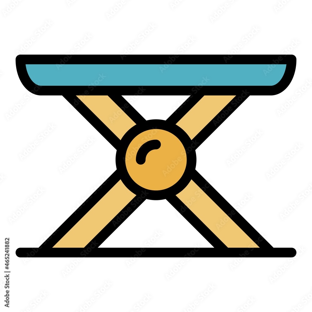 Camp portable stool icon. Outline camp portable stool vector icon color flat isolated Camp portable stool icon. Outline camp portable stool vector icon color flat isolated