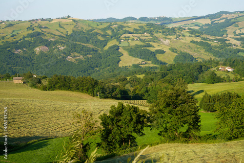 Rural landscape along the road from Gombola to Polinago, Emilia-Romagna.