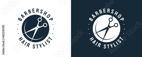 Vector graphic of vintage retro barbershop | barbershop label stamp logo design