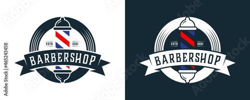 Vector graphic of vintage retro barbershop | barbershop label stamp logo design