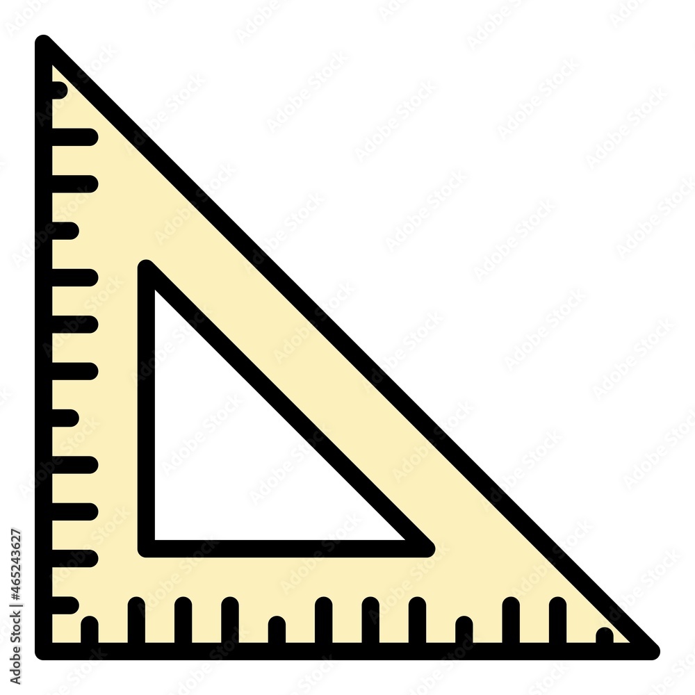 School triangle ruler icon. Outline school triangle ruler vector icon color flat isolated
