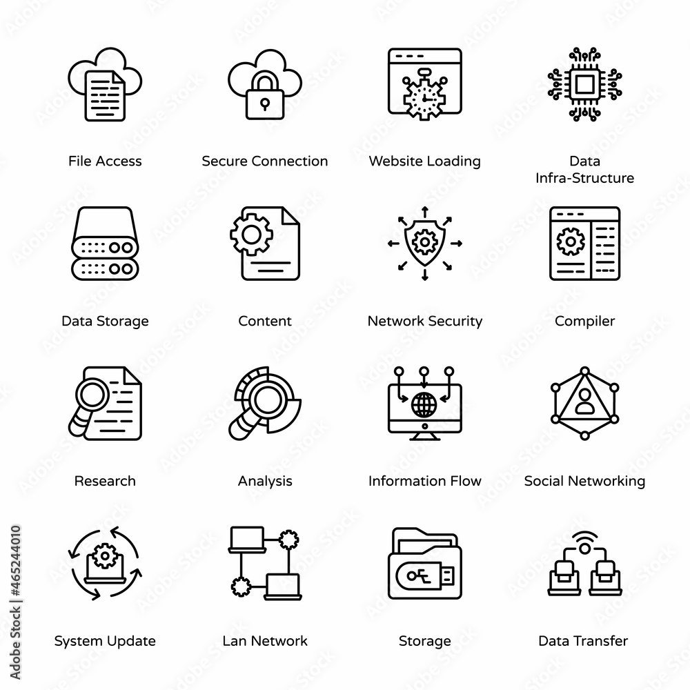 Big Data Outline Icons - Stroked, Vectors Big Data Outline Icons - Stroked, Vectors
