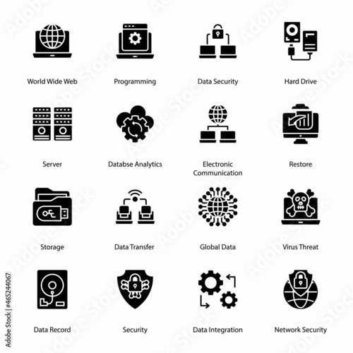 Big Data Glyph Icons - Solid, Vectors