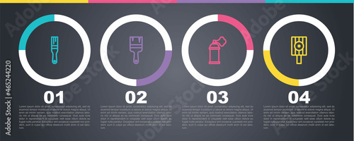 Set line Paint brush, spray can and Spray nozzle cap. Business infographic template. Vector