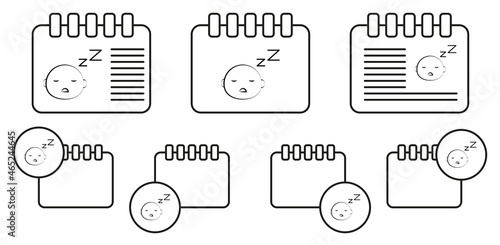 Sleeping child concept line vector icon in calender set illustration for ui and ux, website or mobile application