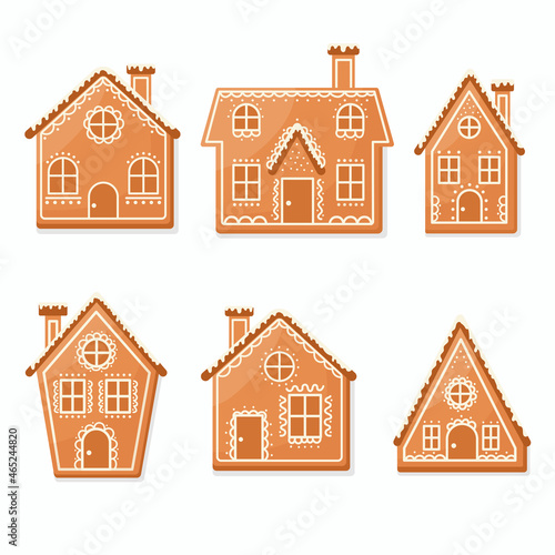 Christmas gingerbread houses. Vector illustration.
