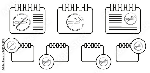 No smoking concept line vector icon in calender set illustration for ui and ux, website or mobile application