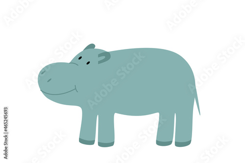 Cute cartoon hippopotamus. Vector illustration of an African animal isolated on white. © Elenglush