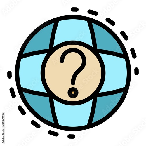 Global question headhunter icon. Outline global question headhunter vector icon color flat isolated