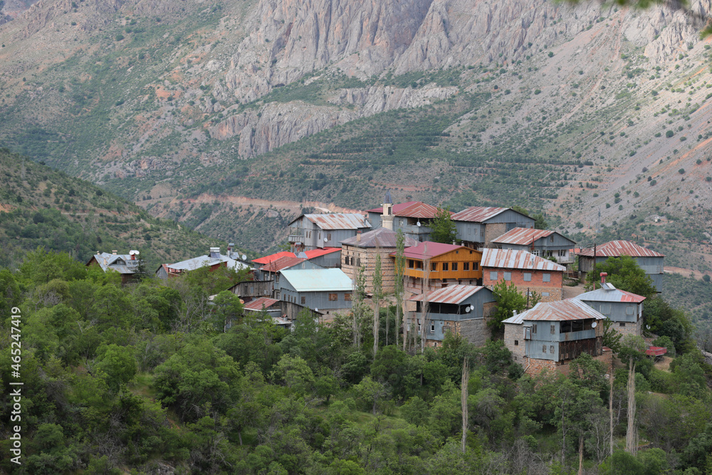a village built on a mountain slope
