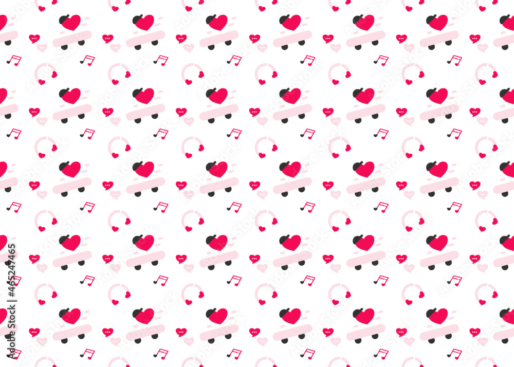 funny heart symbol seamless pattern vectors isolated on white background ep47