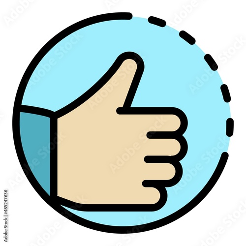 Headhunter thumb up icon. Outline headhunter thumb up vector icon color flat isolated