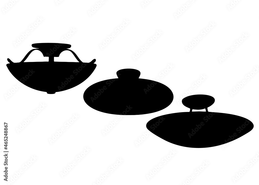 The set includes pendant round chandeliers for the room and kitchen. Vector image. The set includes pendant round chandeliers for the room and kitchen. Vector image.