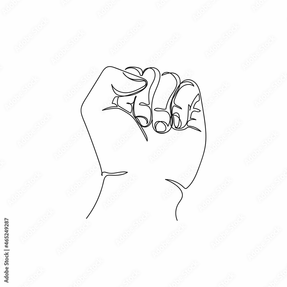 Vector continuous one single line drawing icon of grasping hand in silhouette on a white background. Linear stylized.