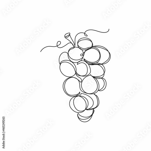 Vector continuous one single line drawing icon of grape in silhouette on a white background. Linear stylized.