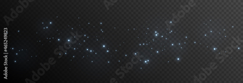 Vector magic dust on isolated transparent background. Blue dust png, magical glow png, blue light. Christmas dust.