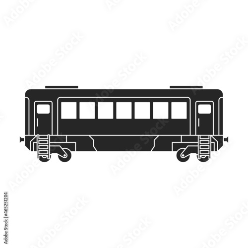 Locomotive with wagon vector black icon. Vector illustration railway train. on white background. Isolated black illustration icon of locomotive and wagon .