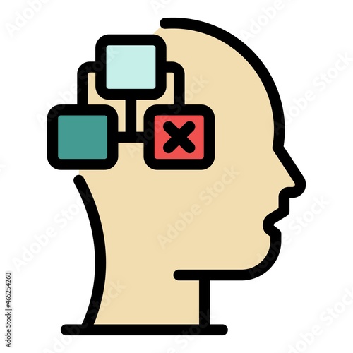 Catalog tree in the head icon. Outline catalog tree in the head vector icon color flat isolated