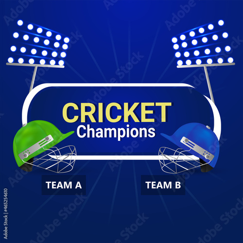 Cricket tournament background with cricketer helmet