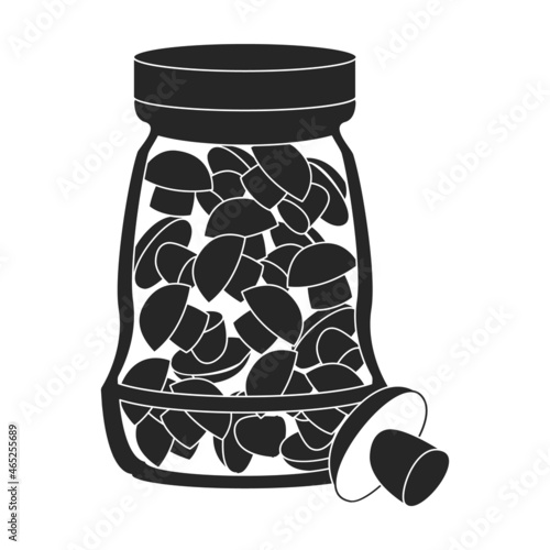 Pickled vegetables vector black icon. Vector illustration can of mushrooms on white background. Isolated black illustration icon of pickled vegetables.