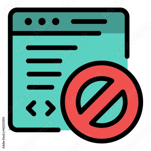 Denied on web application icon. Outline denied on web application vector icon color flat isolated