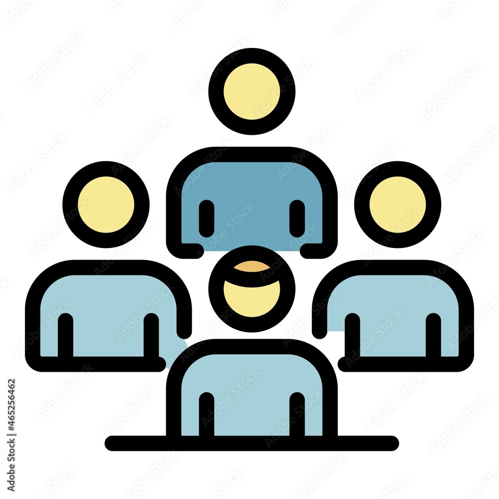 Group of tourists icon. Outline group of tourists vector icon color flat isolated Group of tourists icon. Outline group of tourists vector icon color flat isolated