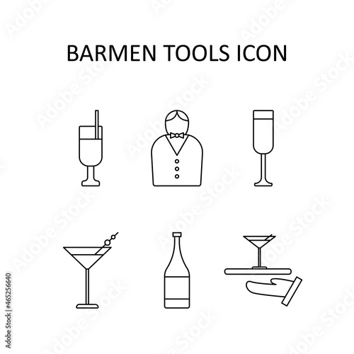 Vector illustration with barmen icon. Outline icon