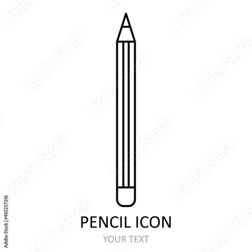 Vector illustration with pencil. Linear icon.