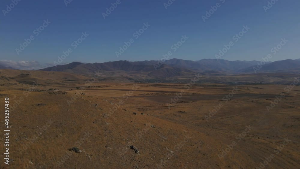 Autumn Landscape of Hills with Golden Dried Grass in Armenia, Aerial View Autumn Landscape of Hills with Golden Dried Grass in Armenia, Aerial View