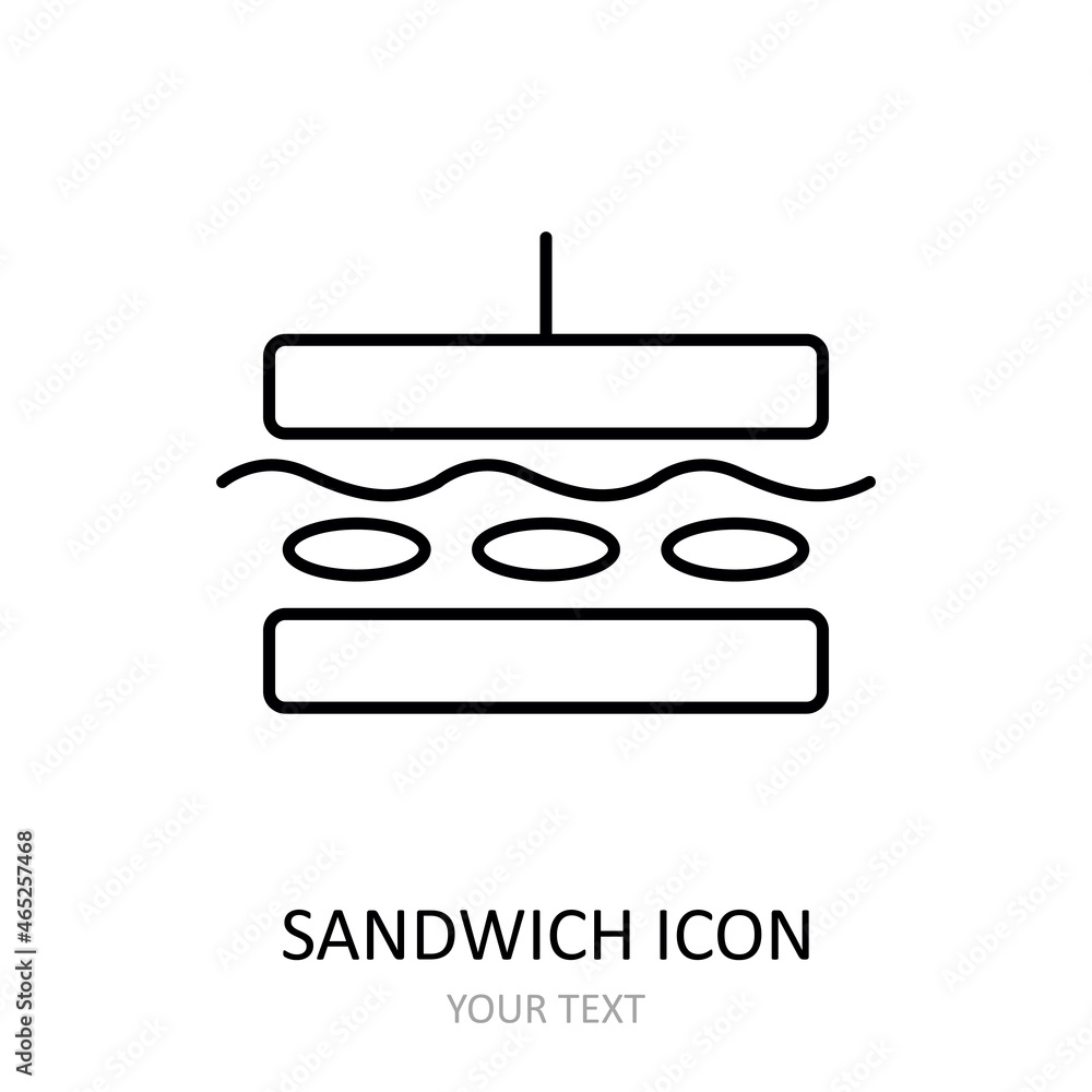 Vector illustration with sandwich icon. Outline drawing. Vector illustration with sandwich icon. Outline drawing.