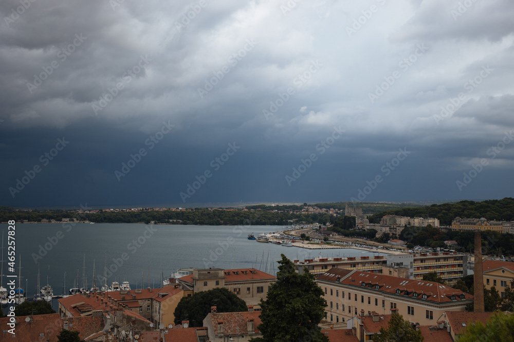 panorama of the city and Adriatic coast from the Pula Castel “Kaštel”