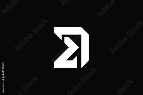 ZD logo letter design on luxury background. DZ logo monogram initials letter concept. ZD icon logo design. DZ elegant and Professional letter icon design on black background. D Z ZD DZ
